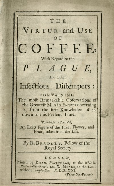 Folleto explicando la virtud y el uso del café, c.1721 de Richard Bradley